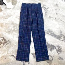 画像1: CHECK PATTERN WIDE SILHOUETTE SLACKS / W30 (1)