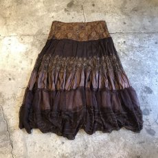 画像2: PATCHWORK DESIGN COLOR SHEER FLARE SKIRT / W31 (2)