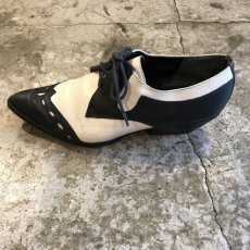 画像6: 2TONE MONOCHROME COLOR DESIGN LEATHER LACE UP SHOES / 7.5  (6)