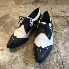 画像1: 2TONE MONOCHROME COLOR DESIGN LEATHER LACE UP SHOES / 7.5  (1)