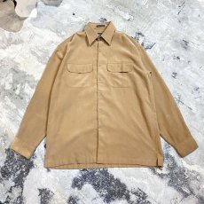 画像1: CAMEL COLOR FAUX SUEDE L/S SHIRT / Mens S(L) (1)