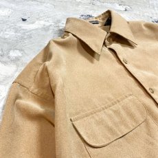 画像3: CAMEL COLOR FAUX SUEDE L/S SHIRT / Mens S(L) (3)