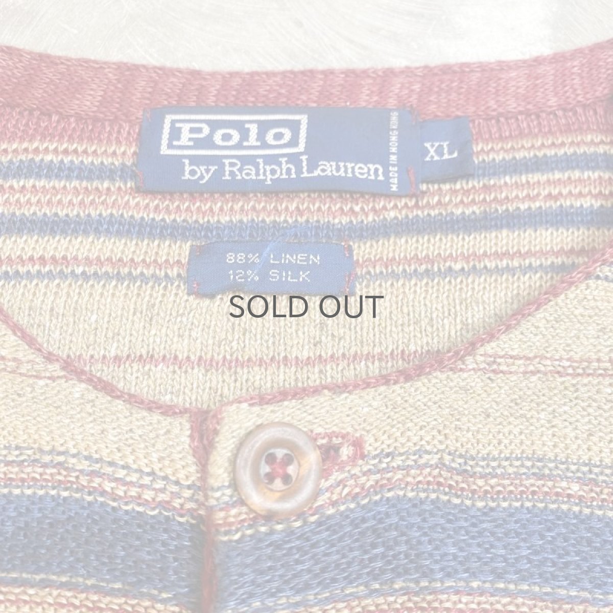 画像8: 90's【RALPH LAUREN】BORDER HENLEY NECK LINEN L/S TOPS / Mens XL (8)