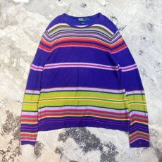 画像1: 90's【RALPH LAUREN】BORDER PATTERN LINEN L/S TOPS / Mens XL (1)