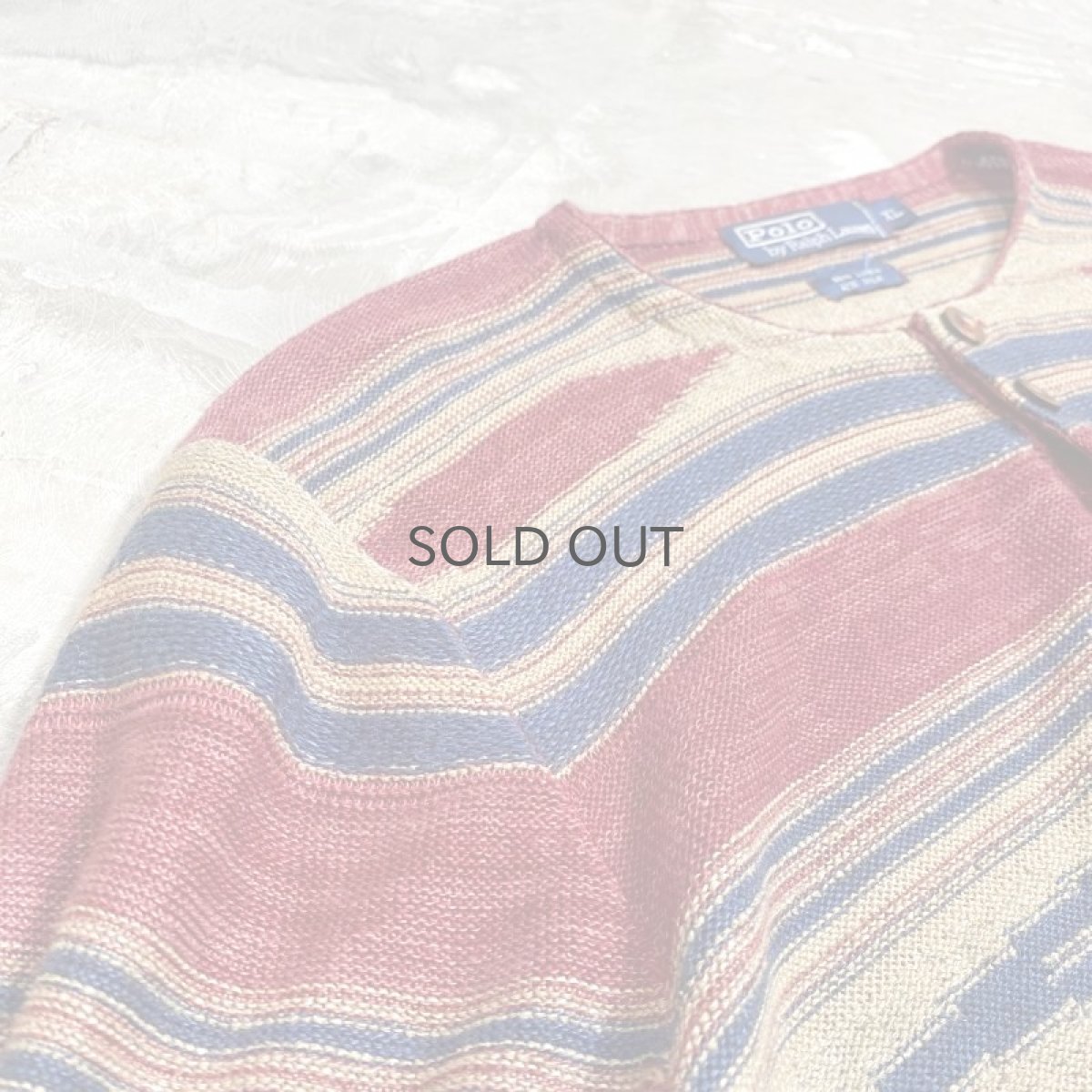 画像3: 90's【RALPH LAUREN】BORDER HENLEY NECK LINEN L/S TOPS / Mens XL (3)