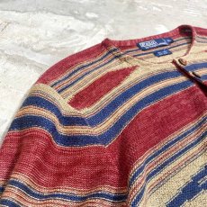 画像3: 90's【RALPH LAUREN】BORDER HENLEY NECK LINEN L/S TOPS / Mens XL (3)