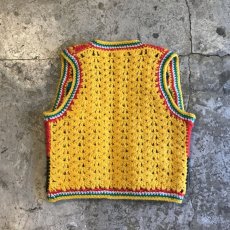 画像2: HAND CROCHET COLOR KNIT VEST / Ladies S(M) (2)