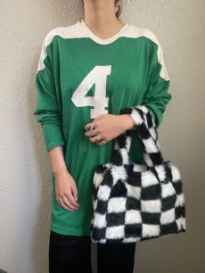 画像10: CHECKER FLAG PATTERN FUR HAND BAG (10)