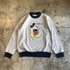 画像1: "MICKEY" PRINTED COLOR DESIGN MOCK NECK SWEAT / Ladies L  (1)