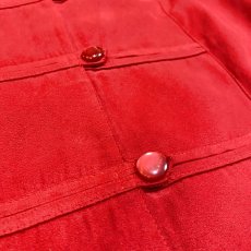 画像5: PLANE RED COLOR CHINA FAUX SUEDE L/S SHIRT / Mens L (5)