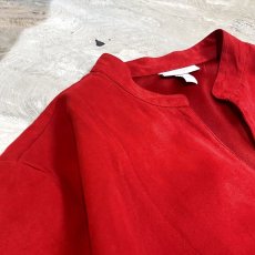 画像3: PLANE RED COLOR CHINA FAUX SUEDE L/S SHIRT / Mens L (3)