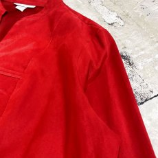 画像4: PLANE RED COLOR CHINA FAUX SUEDE L/S SHIRT / Mens L (4)