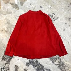 画像2: PLANE RED COLOR CHINA FAUX SUEDE L/S SHIRT / Mens L (2)