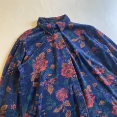 画像3: FLORAL PATTERN DESIGN VELVET L/S SHIRT  /  Ladies M (3)