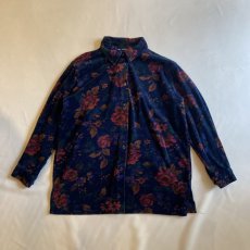 画像1: FLORAL PATTERN DESIGN VELVET L/S SHIRT  /  Ladies M (1)