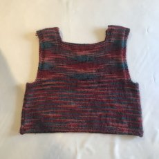 画像2: MIX COLOR OVER DESIGN CROCHET KNIT VEST / Ladies XL (2)