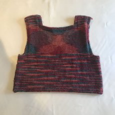 画像1: MIX COLOR OVER DESIGN CROCHET KNIT VEST / Ladies XL (1)