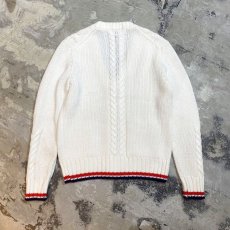 画像2: 70's【LACOSTE】CABLE KNITTING LINE CARDIGAN / Mens M (2)