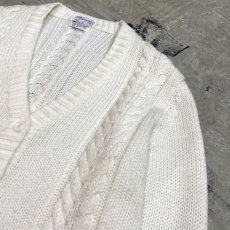 画像4: 70's【LACOSTE】CABLE KNITTING LINE CARDIGAN / Mens M (4)