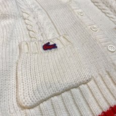 画像5: 70's【LACOSTE】CABLE KNITTING LINE CARDIGAN / Mens M (5)