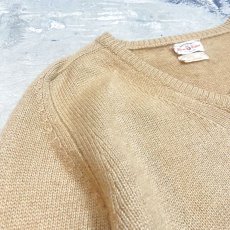 画像3: 50~60's CAMELHAIR V-NECK KNIT SWEATER / Mens M~L / MADE IN ENGLAND (3)