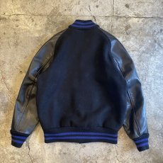 画像2: BLACK COLOR LEATHER SLEEVE AWARD JACKET / Ladoes L(38) / MADE IN USA (2)