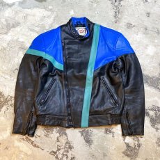 画像1: MOTOR CYCLE COLOR LEATHER JACKET / Mens L (1)