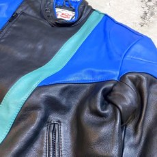 画像4: MOTOR CYCLE COLOR LEATHER JACKET / Mens L (4)