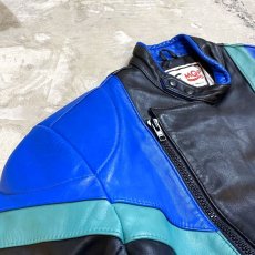 画像3: MOTOR CYCLE COLOR LEATHER JACKET / Mens L (3)