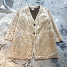 画像1: OLD FAUX FUR NO COLLAR JACKET / Mens M / MADE IN USA (1)