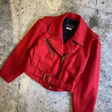 画像4: RED COLOR DESIGN RIDERS JACKET / Ladies M / MADE IN USA (4)