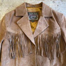 画像7: OLD FRINGE DESIGN SUEDE JACKET / Ladies M  (7)