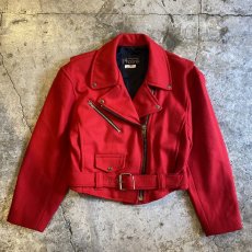 画像1: RED COLOR DESIGN RIDERS JACKET / Ladies M / MADE IN USA (1)