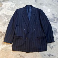 画像1: OMBRE STRIPE PATTERN DOUBLE BREASTED JACKET / Mens L (1)