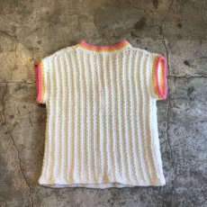 画像2: 2 COLOR POINT DESIGN CROCHET KNIT VEST / Ladies M (2)