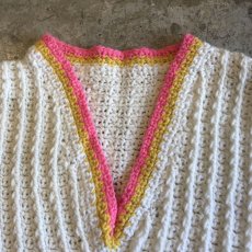 画像8: 2 COLOR POINT DESIGN CROCHET KNIT VEST / Ladies M (8)