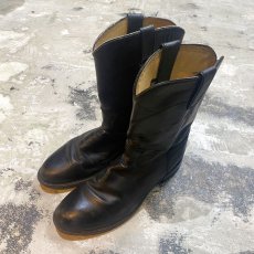 画像1: 【JUSTIN】WESTERN BLACK LEATHER BOOTS / 8.5 (1)