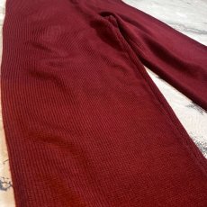 画像5: WINE RED COLOR WIDE SILHOUETTE KNIT PANTS / W30~ (5)