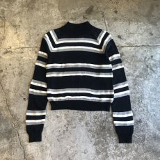 画像1: BORDER PATTERN MOCK NECK KNIT SWEATER / Ladies M (1)