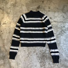 画像2: BORDER PATTERN MOCK NECK KNIT SWEATER / Ladies M (2)