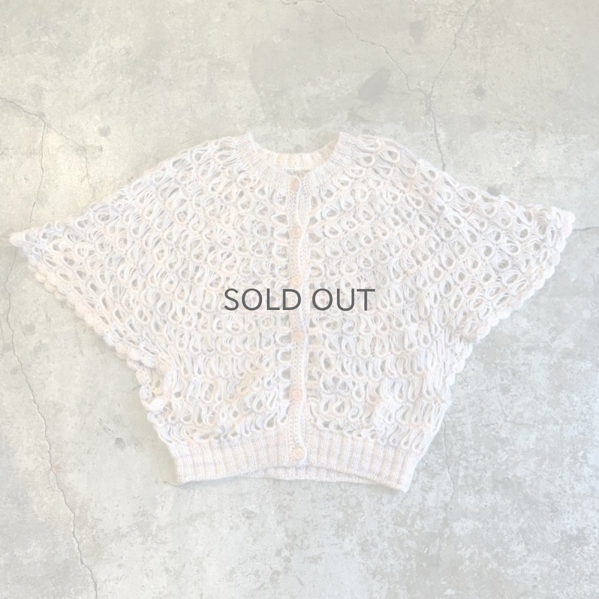 画像1: MIX COLOR 2 WAY DESIGN CROCHET KNIT CARDIGAN / Ladies M (1)