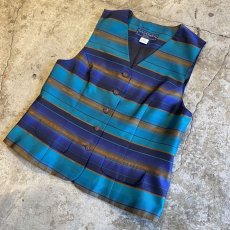 画像4: BORDER COLOR DESIGN VEST / Ladies M(10P) / MADE IN USA (4)