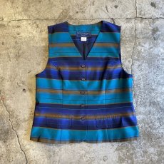 画像1: BORDER COLOR DESIGN VEST / Ladies M(10P) / MADE IN USA (1)