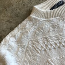 画像8: ALL OVER ART PATTERN COTTON KNIT SWEATER / Ladies L / MADE IN USA (8)