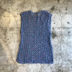 画像2: MIX COLOR PATTERN SIDE SLIT CROCHET DESIGN KNIT VEST / Ladies M (2)