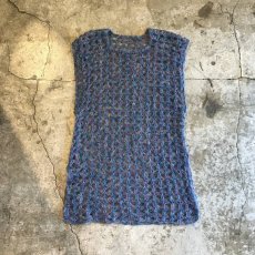 画像1: MIX COLOR PATTERN SIDE SLIT CROCHET DESIGN KNIT VEST / Ladies M (1)