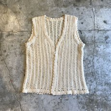 画像1: IVORY COLOR PATTERN CROCHET DESIGN KNIT VEST / Ladies M (1)