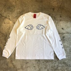 画像1: UNDERLAND × UBON 【笑門福来】　2022 CHINA PATTERN PRINTED L/S TEE / WHITE×BLUE  / M&L (1)