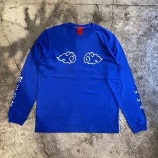 画像1: UNDERLAND × UBON 【笑門福来】　2022 CHINA PATTERN PRINTED L/S TEE / BLUE×WHITE / M (1)