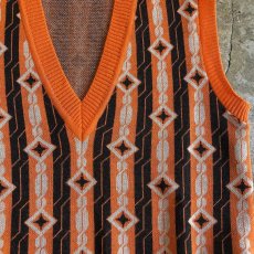 画像9: ALL OVER PATTERN COLOR KNIT VEST / Ladies M  (9)